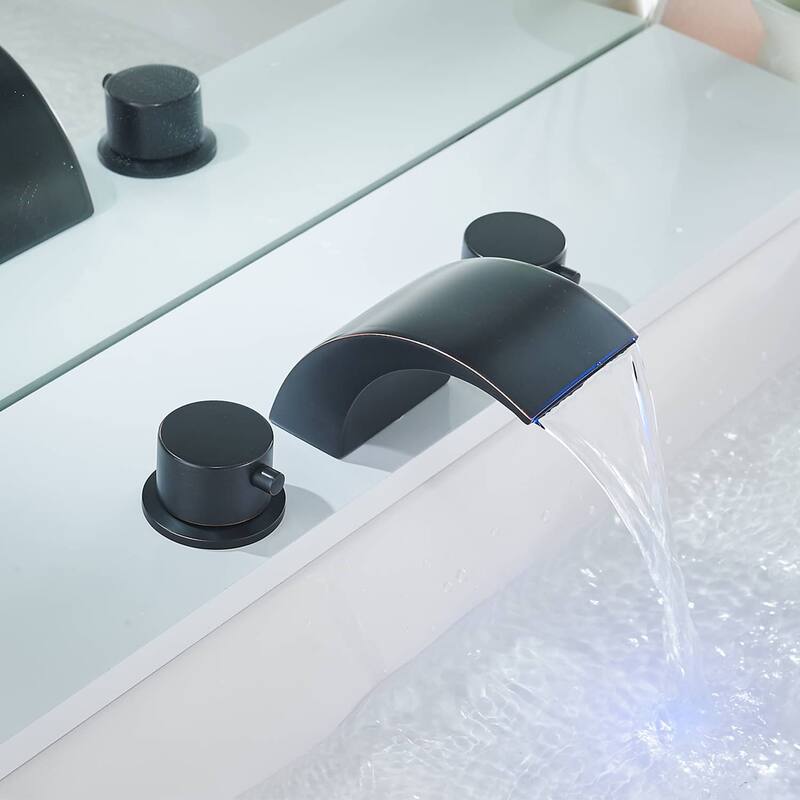 Widespread Bathroom Sink Faucet Waterfall Double Handle Bathroom Faucets 3 Hole 8 Inch Basin Vanity Mixer Taps With Valve