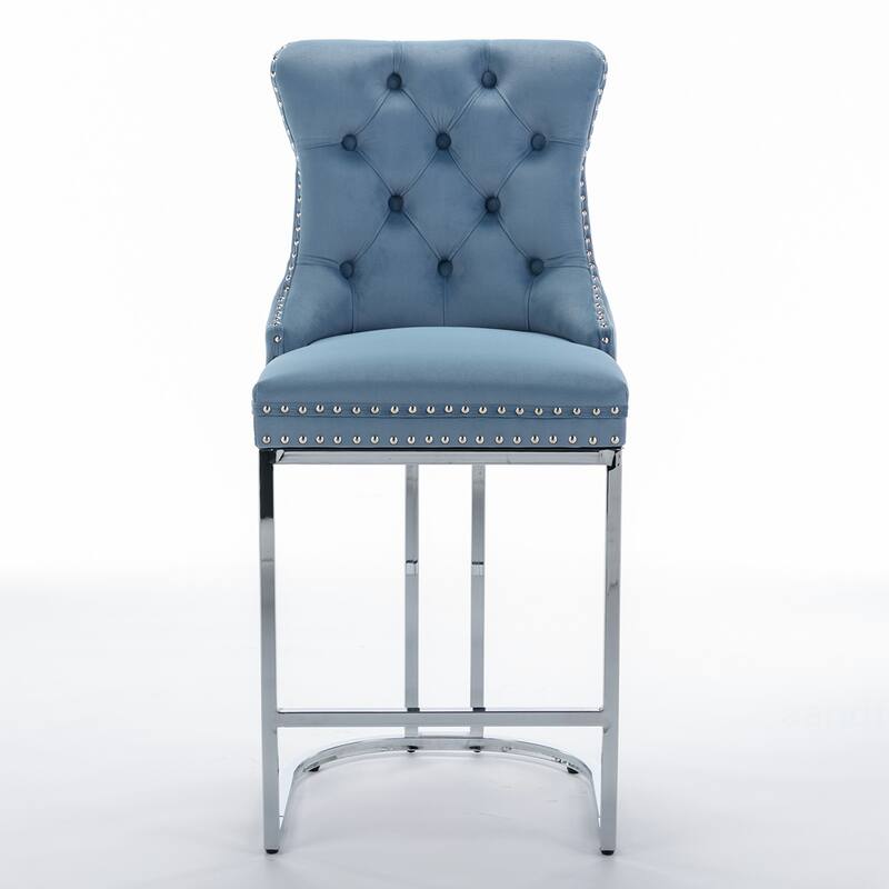 2PCS Velvet Counter Height Bar Stools