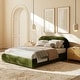 preview thumbnail 2 of 45, Poly & Bark Genoa Bed - Fully Upholstered with Rounded Profile Distressed Green Velvet - Queen