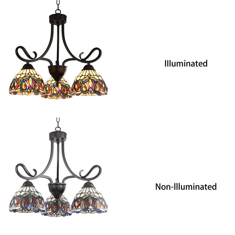 Tiffany-Style Victorian Design 3-light Dark Bronze Chandelier
