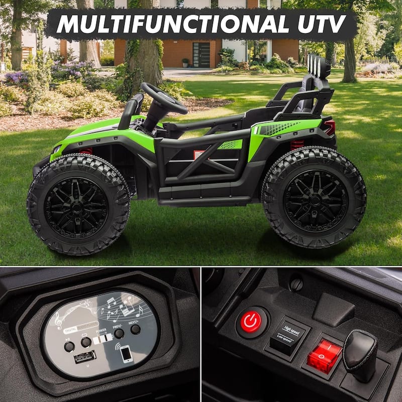 Kids Ride On UTV, 24V Ride On Toys for Big Kids UTV with RC, 130W Motor, Four-Wheel Suspension