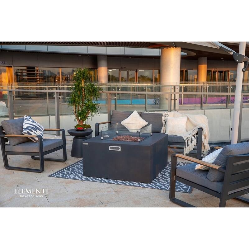 Sol Living Rocky Square Propane Fire Pit 45,000 BTUs - 43 x 43 Inches - 43 x 43 in.