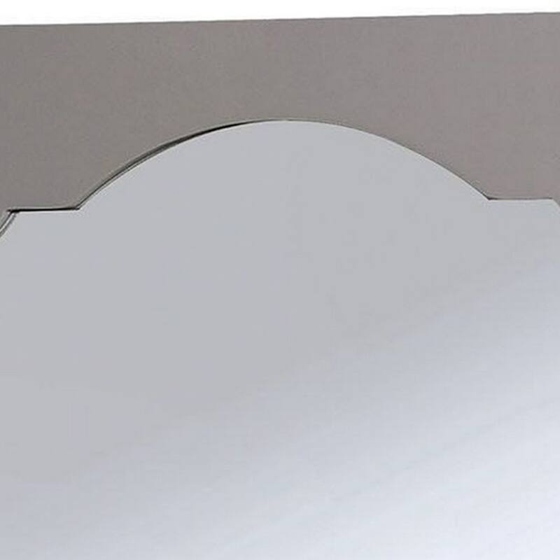 Wooden Encasing Mirror with Arched Design Top, Gray