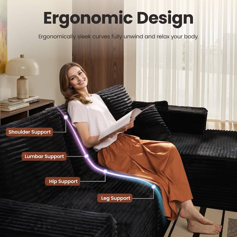 ​​OVIOS Lazy Chaise Lounge Sofa with Ottoman​