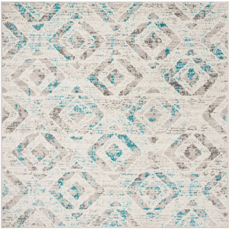 SAFAVIEH Skyler Katy Modern Rug - 8' Square - Ivory/Blue