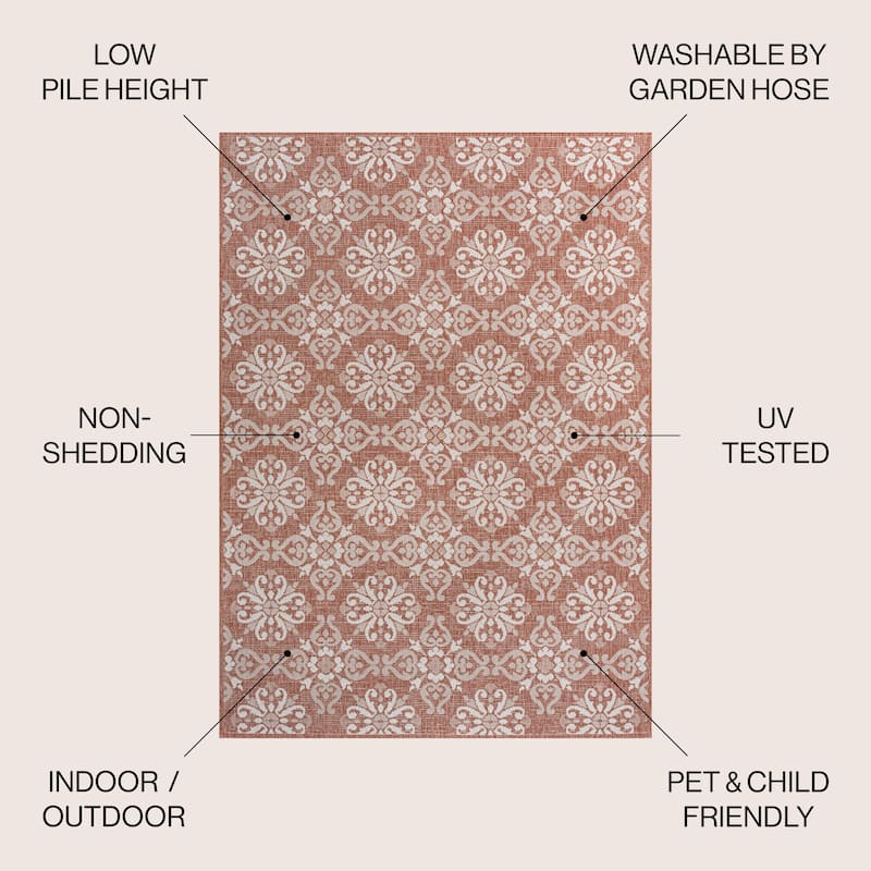 JONATHAN Y Maribel Traditional Mediterranean Tile Design Indoor/Outdoor Area Rug