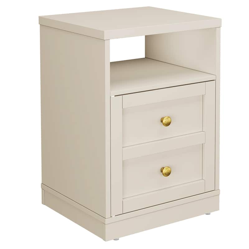 Modern Nightstand with Door & Open Shelf