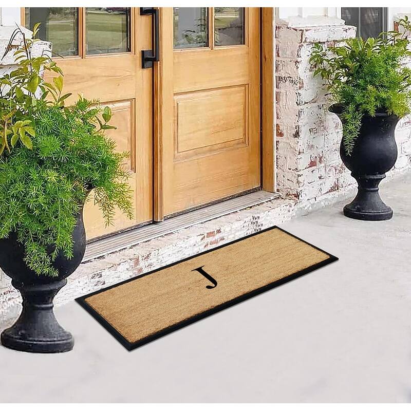 A1HC Rubber/Coir Molded Monogrammed Double Doormat 18"x48"