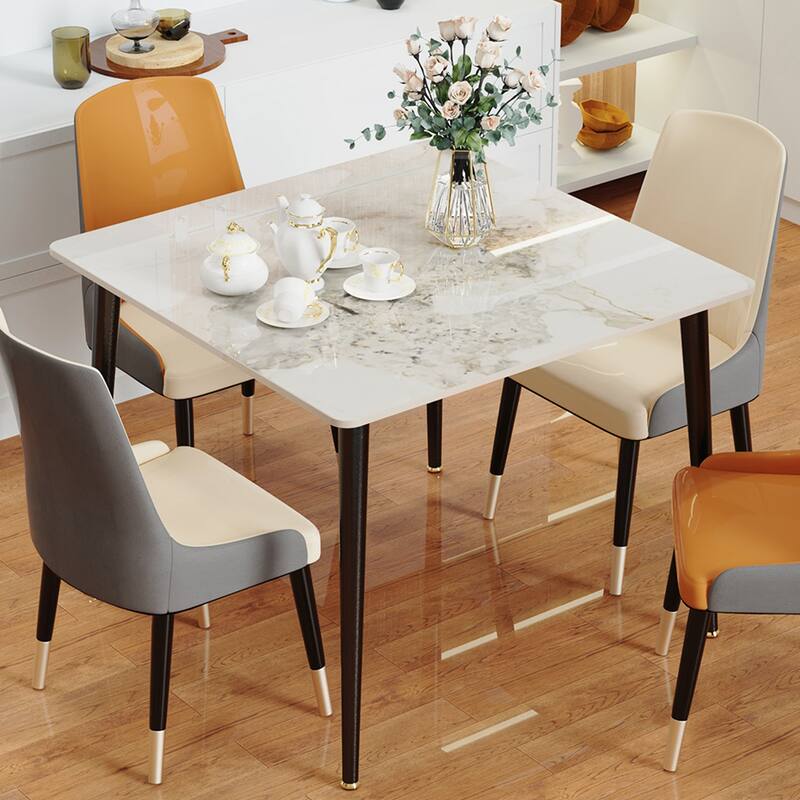 Sintered Stone Tabletop Iron Tube Legs Kitchen Dining Table - 31.5"
