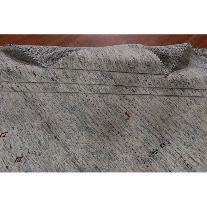 Hand Knotted Oriental 100% Wool Carpet Tribal Tribal Greys & Charcoal Gabbeh Area Rug - 9' 10'' X 8' 3''