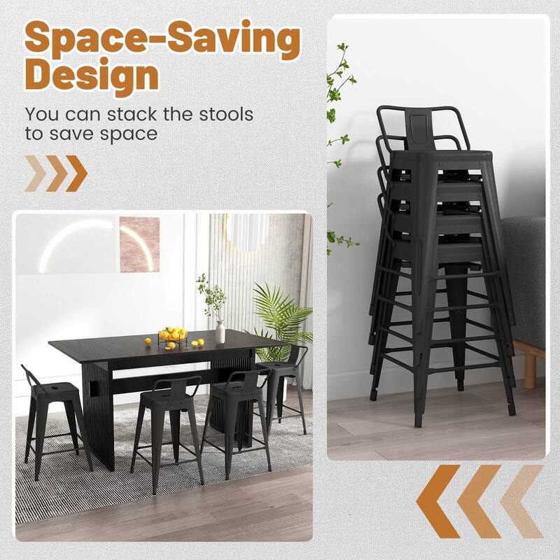 Costway Set of 4 Low Back Metal Counter Stool 24'' Seat Height - see details
