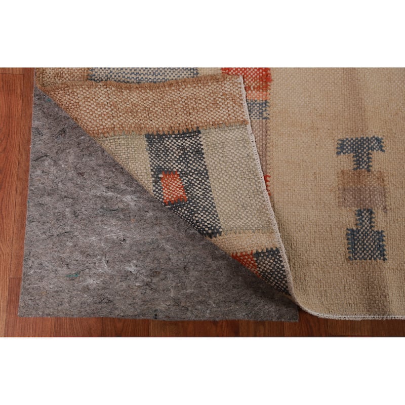 Hand Woven Oriental 100% Jute Carpet Southwestern Modern Beige & Ivories Kilim Area Rug - 9' 8'' X 8' 6''