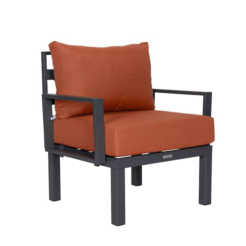 Outdoor 7-Piece Patio Sectional Set Aluminum Frame W/ Fire Pit Table