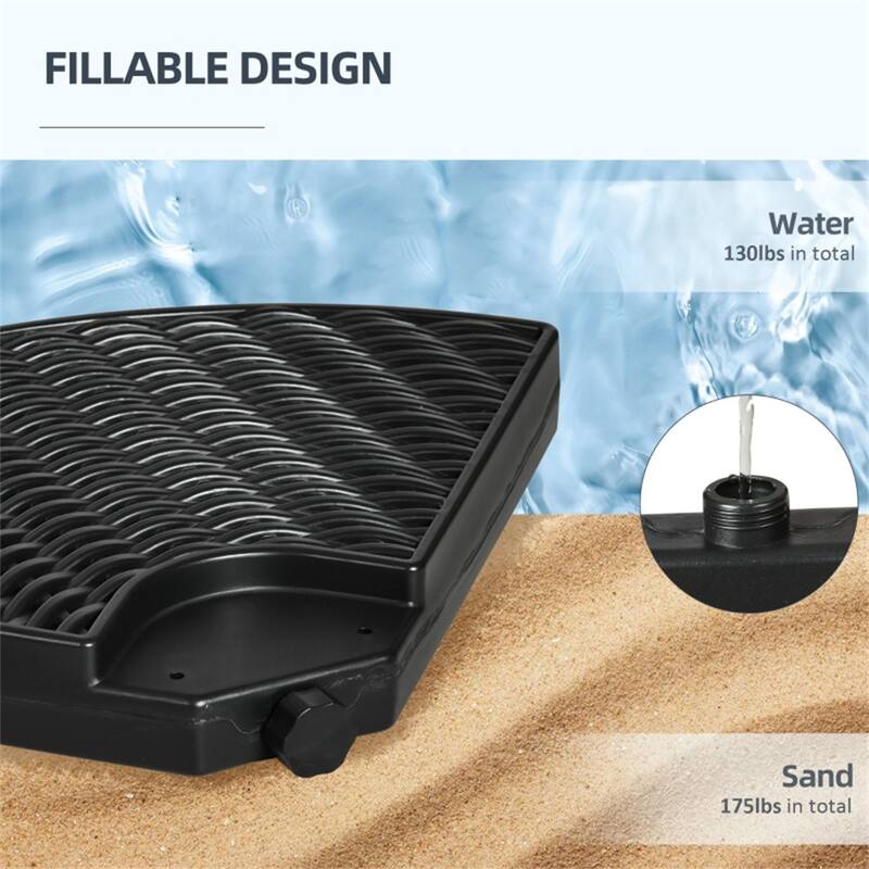 HDPE Cantilever Umbrella Base Weight Plate Set 4 Piece Sand or Water Fillable with Wicker Style Finish - 39.25" Dia. x 3.25" H