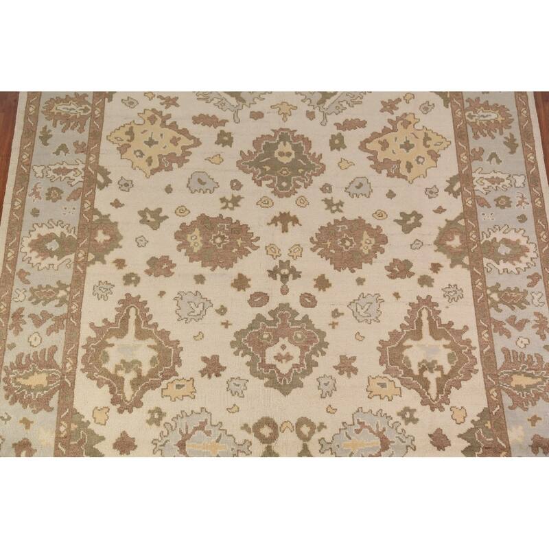 Earth Tone Oushak Indian Area Rug Hand-Knotted Wool Carpet - 8'0"x 10'2"