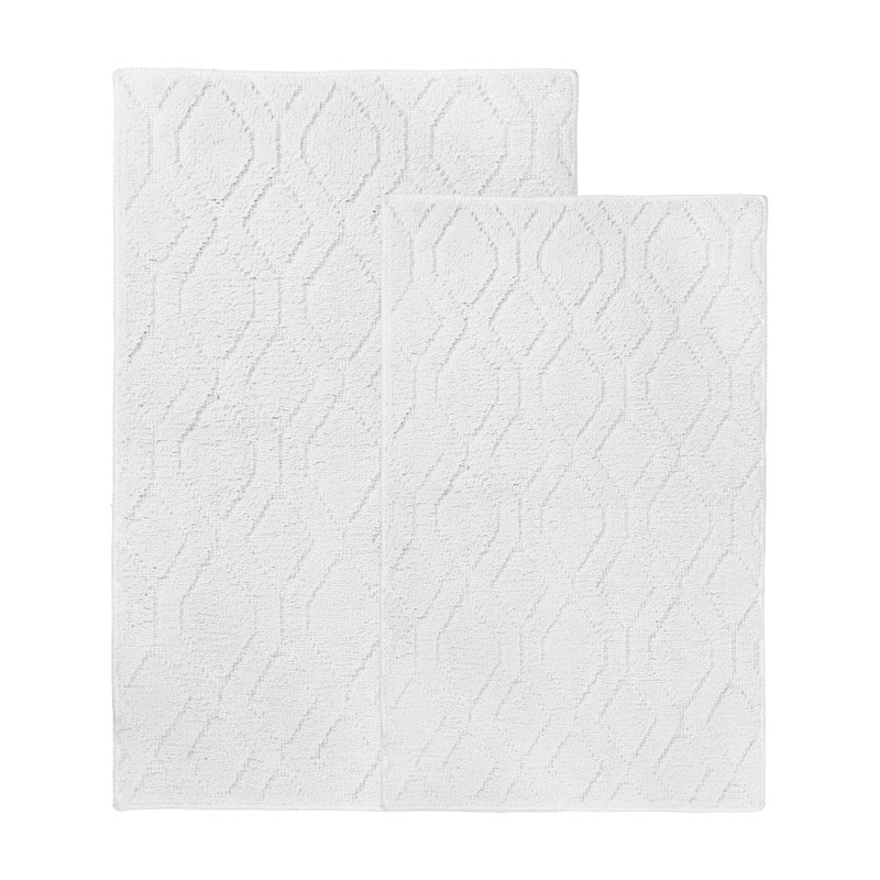 Blue Nile Mills Diamond Lattice Textured Non-Slip Washable Bath Rugs - Set of 2