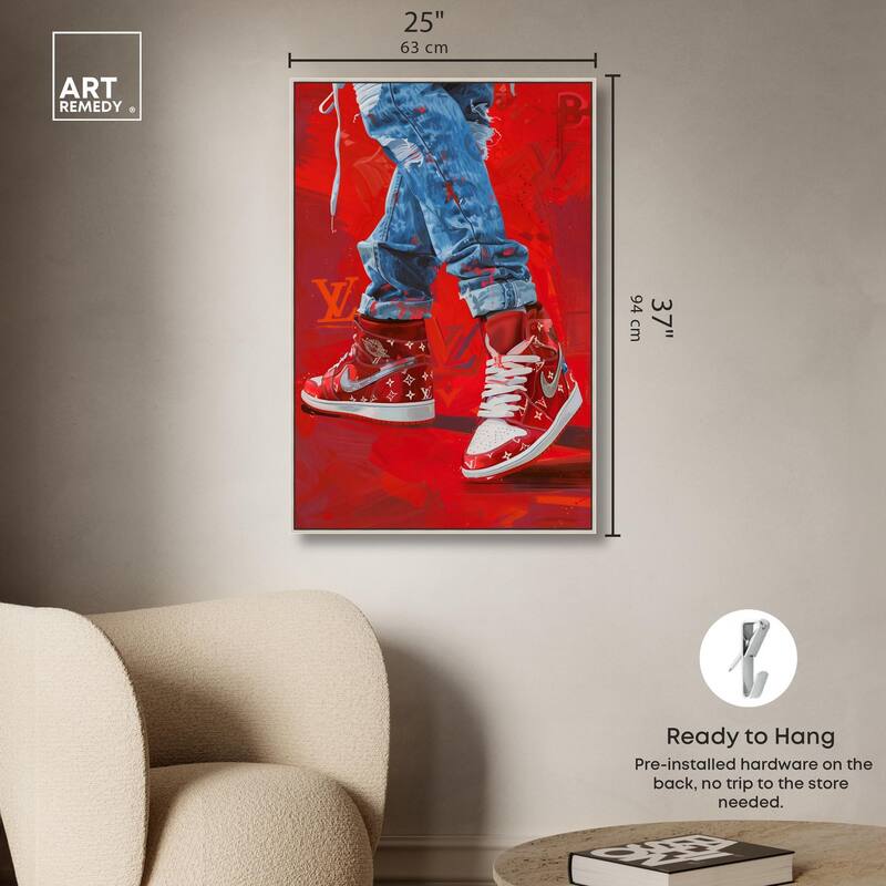 Bold Red Glam Sneakers Canvas by Art Remedy