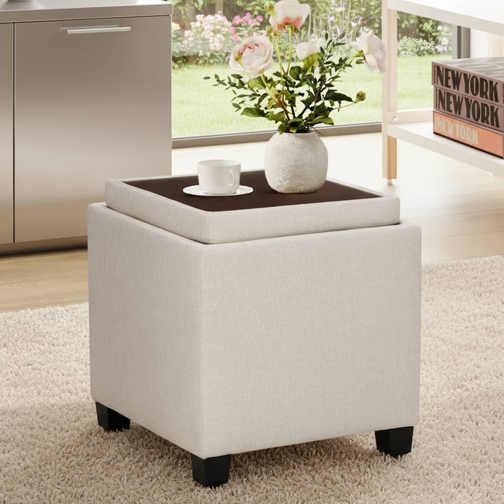RENEWLINE ​18" Square Storage Ottoman with Tray - 250LBS Weight Capacity, Leather Upholstered Footstool for Living Room