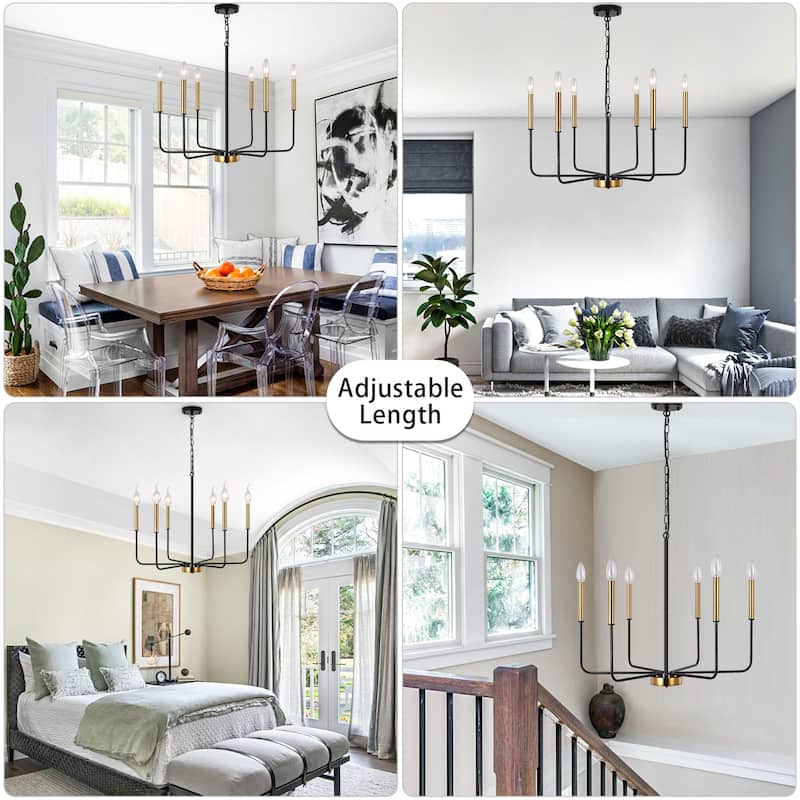 6-Light W26.18" x H66.92" Candle Chandelier for Living Room Kitchen Island