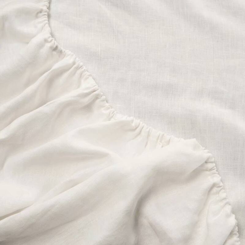 WHOLINENS Stone Washed French Linen Sheets Set 16 Inches Pocket