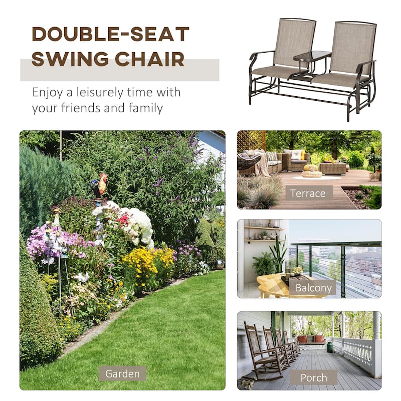 Outsunny Steel/Fabric 2-person Outdoor Swing Glider