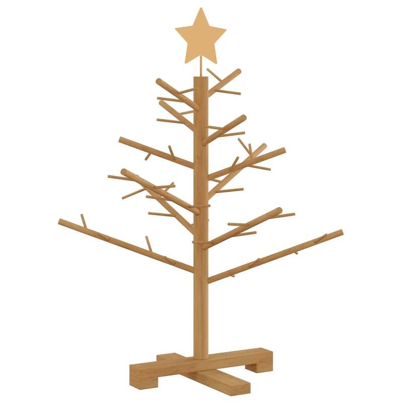 vidaXL Wooden Christmas Tree with Stand Natural/Brown Solid pine wood