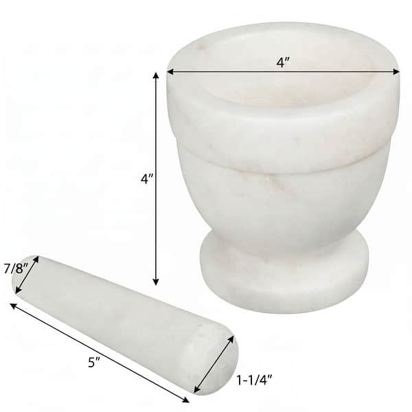 Creative Home White Marble Mortar and Pestle Set for Herbs, Spices and Garlic