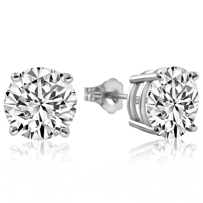 VS 6 Ct TW Round Moissanite Studs in 14k White Gold
