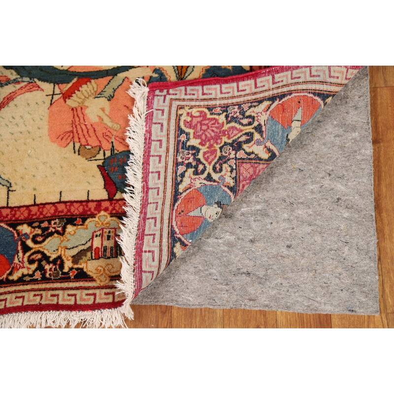 Pre-1900 Antique Pictorial Kashan Persian Rug Hand-Knotted Wool Carpet - 4'3"x 7'0"