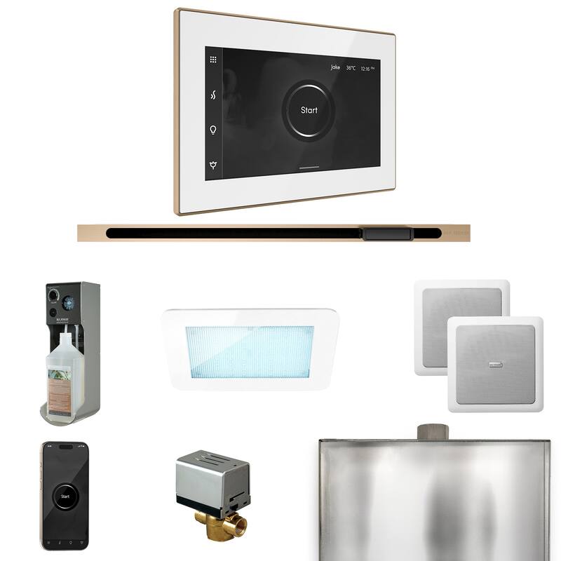 Mr Steam XDRM2L Xdream Linear Package Steam Shower Control Package - White / Brushed Bronze