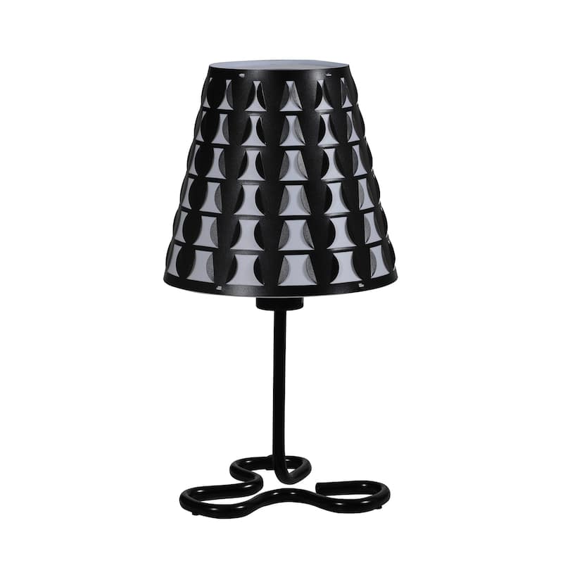 Geometric Metal Table Lamp - Modern Black & White Design - 16" Tall Home Accent Lighting