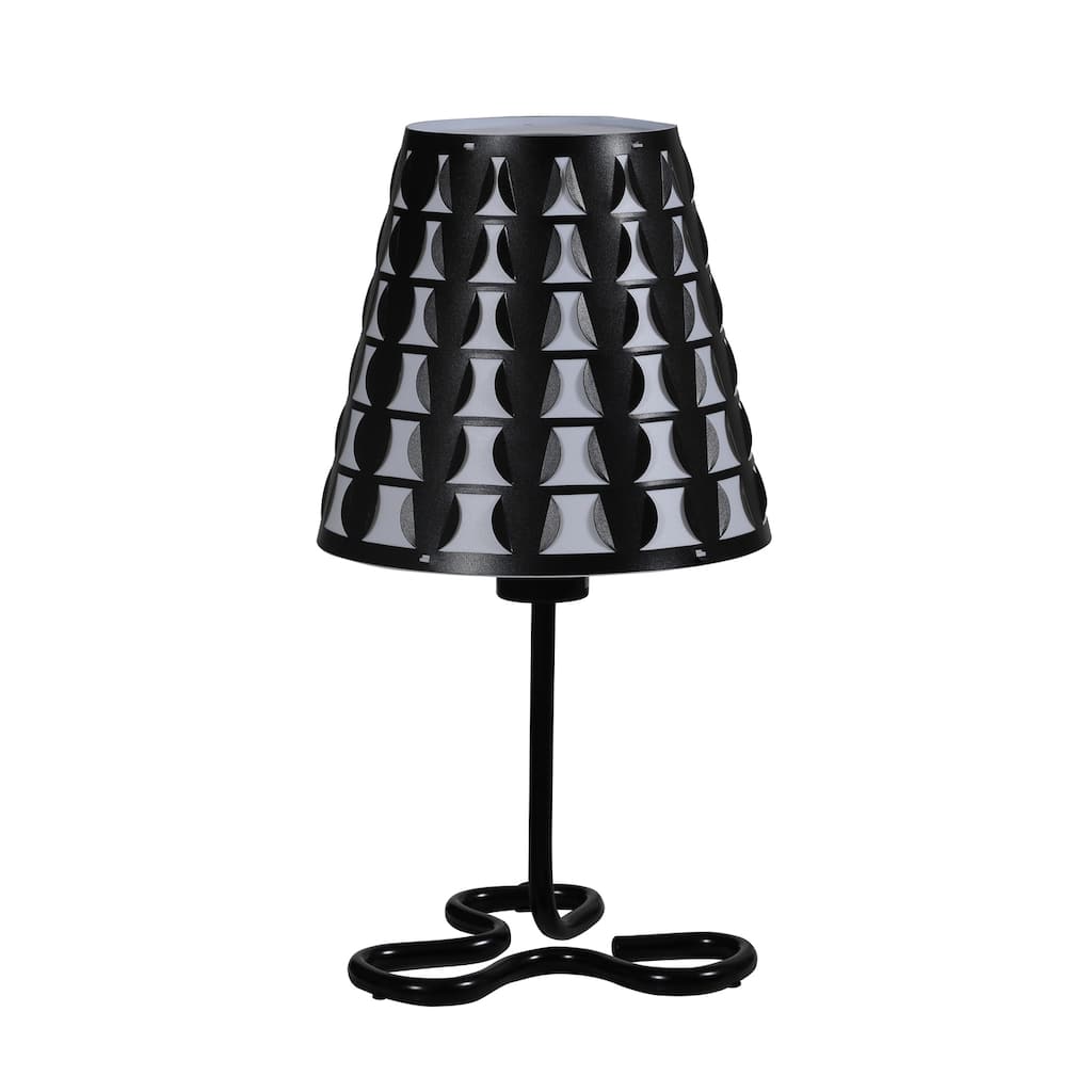 Geometric Metal Table Lamp - Modern Black & White Design - 16" Tall Home Accent Lighting