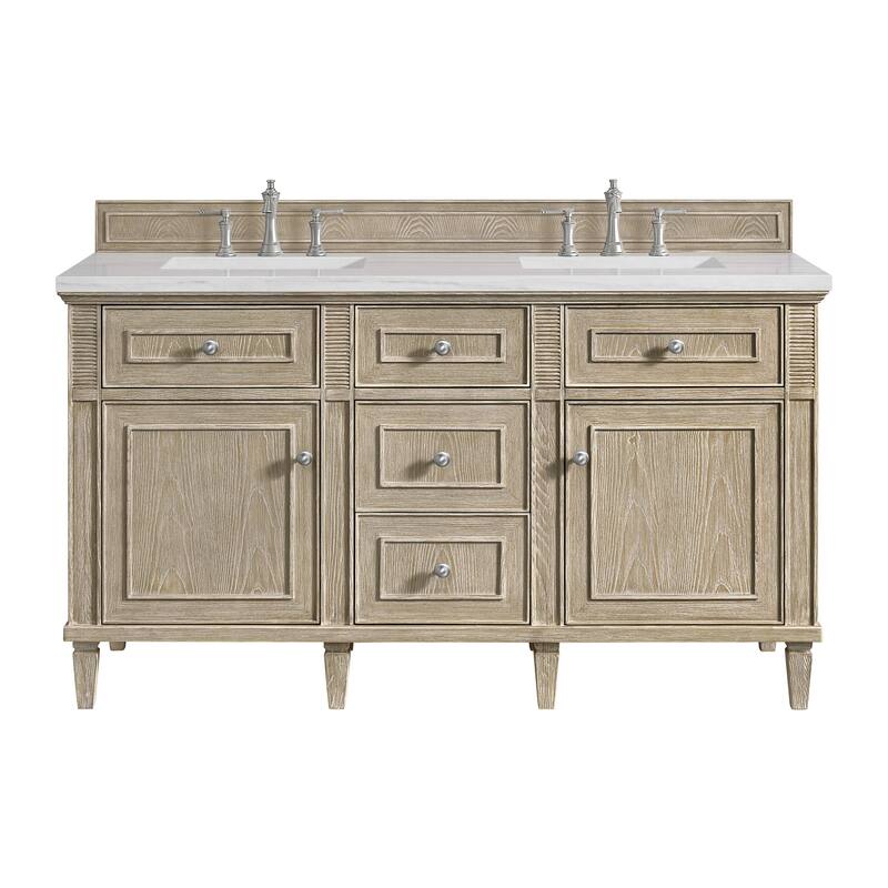 James Martin Vanities 424-V60D-3AF Lorelai 60" Double Basin Wood - Whitewashed Oak - Oak Finish