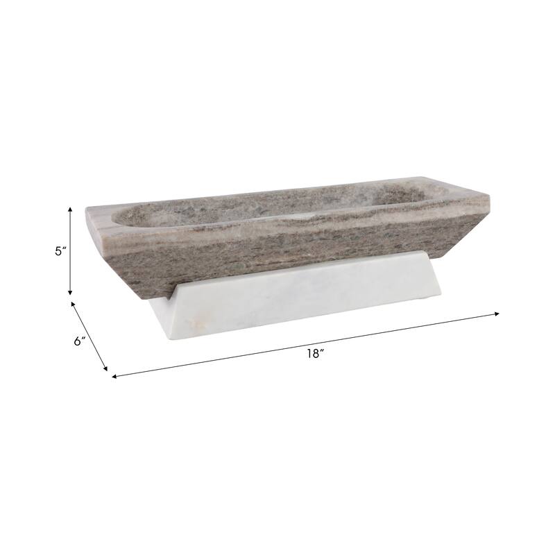 Stone Marble Decorative Bowl Design Casual Home Decor - Ivory - 18" x 6" x 5"