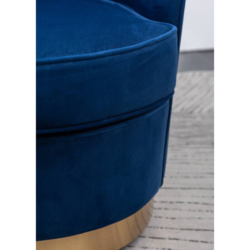 Modern 22" Upholstered Velvet Accent Chair with Round Swivel Metal Base for Living Room