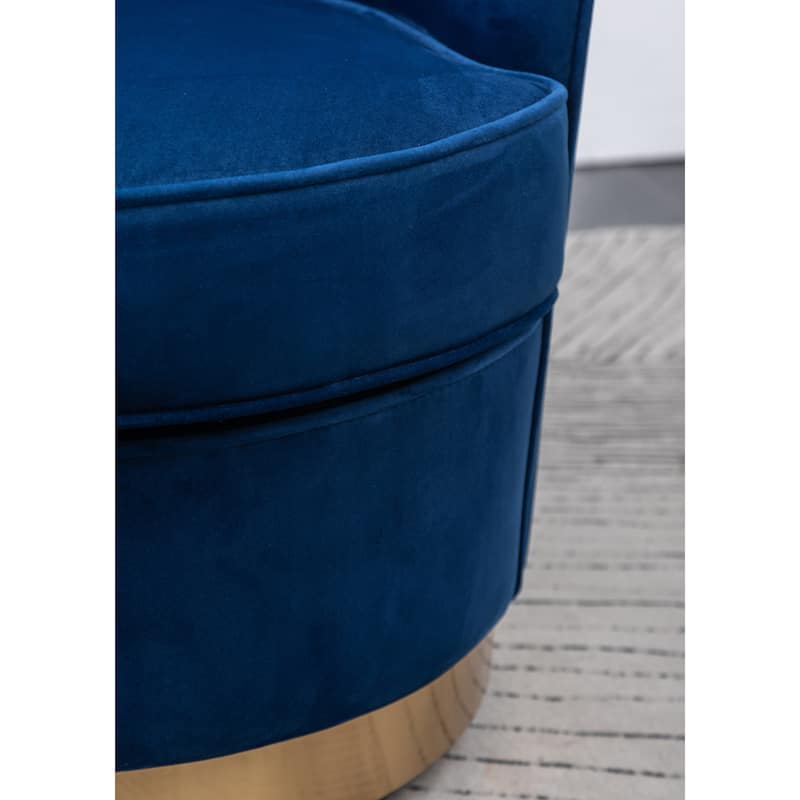 Roundhill Furniture Wania Contemporary Velvet Swivel Chair, Blue