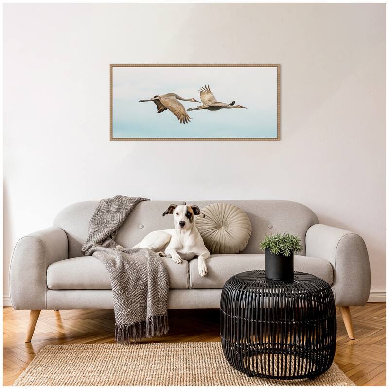 Kate and Laurel Cranes Flying Panel by Emiko and Mark Franzen F2 Images Framed Canvas Wall Art Print
