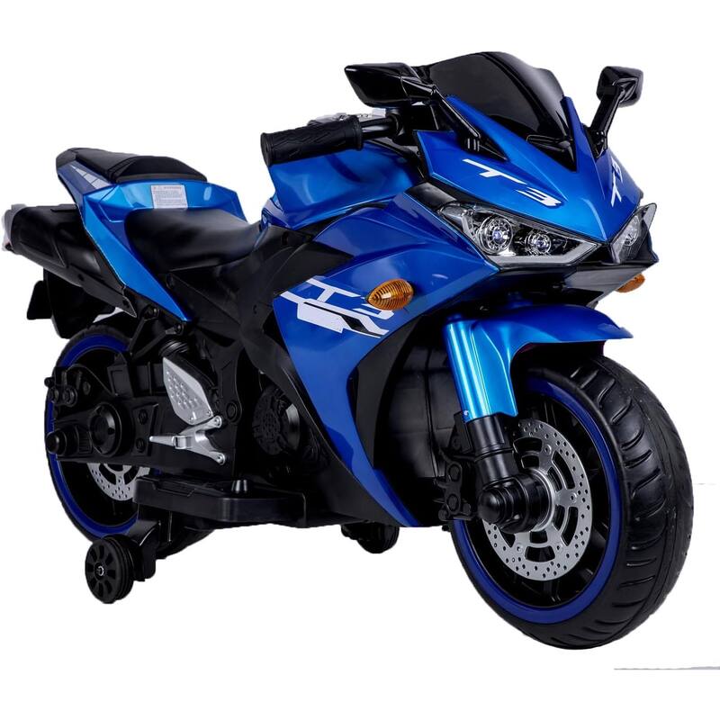 12V Kids Ride On Motorcycle,550W Electric Ride On Motorcycle with Training Wheels, Light Wheels, Manual Throttle,LED Lights