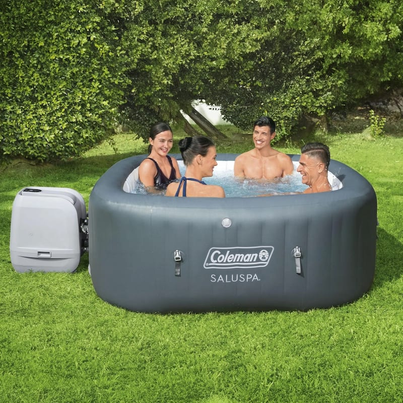 Coleman SaluSpa 4 Person Portable Inflatable Square Hot Tub & 12 Bestway Filters - 71 x 71 x 28 inches