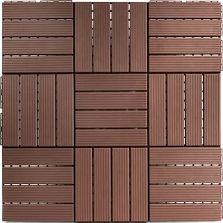 FloorPops Straight Groove Coffee Interlocking Deck Tiles - Bed Bath ...