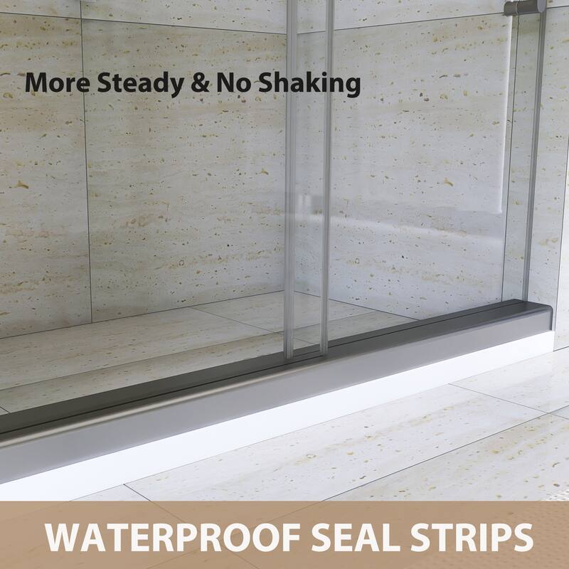 60" x 76" Sliding Frameless Shower Door - 60'' x 0.38'' x 76''