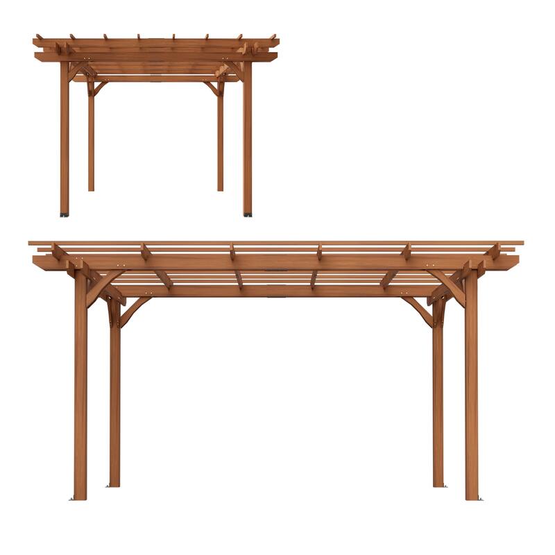 12x10 FT Outdoor Wood Pergola for Garden, Patio, and Backyard, Brown