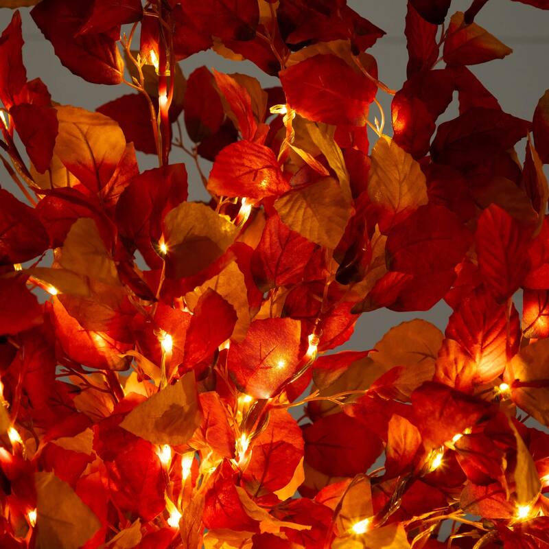 Pre-Lit Maple Foliage Artificial Fall Tree - 4' - Warm White LED Lights