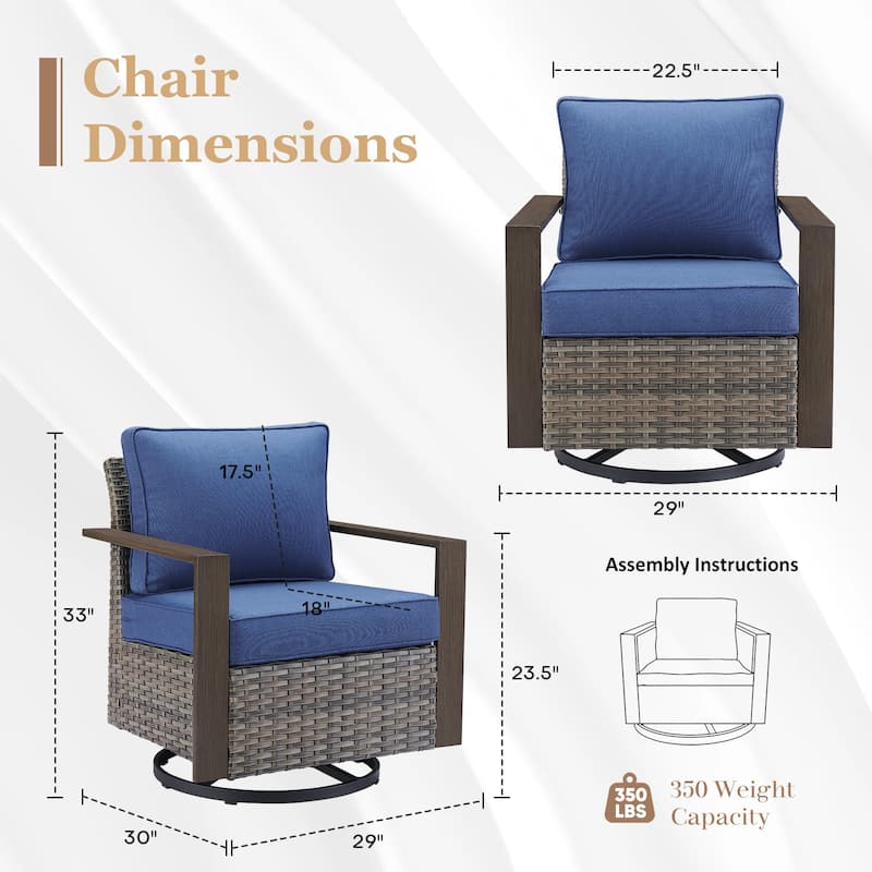 Gymojoy 360° Swivel Wicker Patio Glider Chairs