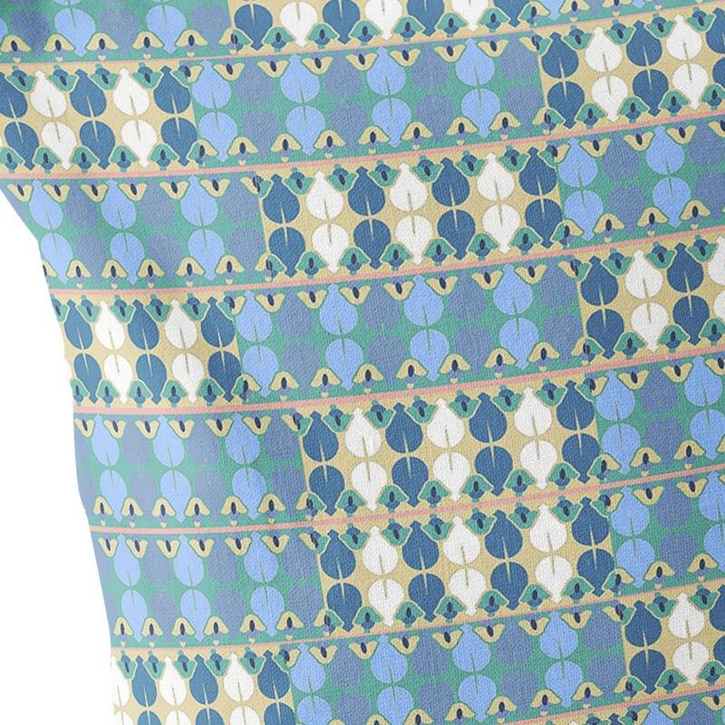HomeRoots Set of Two 16" X 16" Blue and Green Blown Seam Striped Indoor Outdoor Throw Pillow - 16.00' X '16.00' X '5.00
