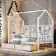 preview thumbnail 6 of 8, Wooden Twin Size House Bed with Trundle and Shelf for Kids White