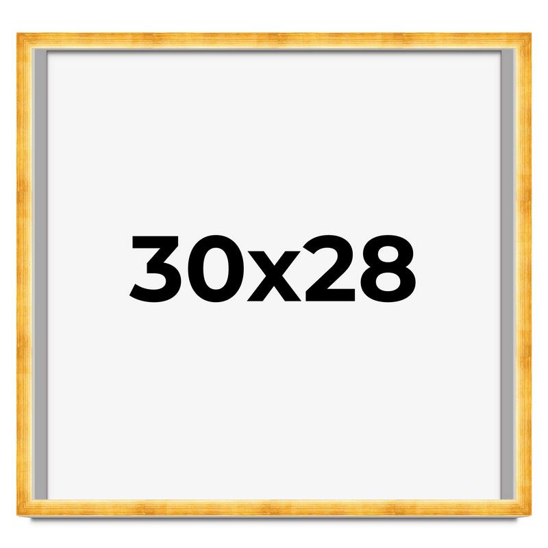 30x28 Shadow Box Frame Gold | 1.625 Inches Deep Real Wood Traditional