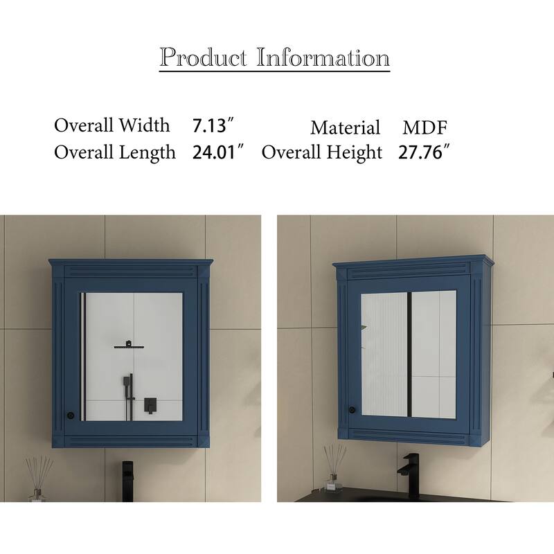 24'' x 27'' Wall Mounted Medicine Cabinet with Height Adjustable Shelf
