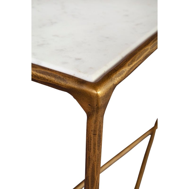 Furniture Classics White Marble Gold Cast Iron Bronson Console Table