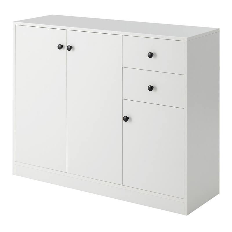 Gymax Buffet Cabinet Kitchen Buffet Sideboard w/ 3 Doors & 2 Drawers & - White